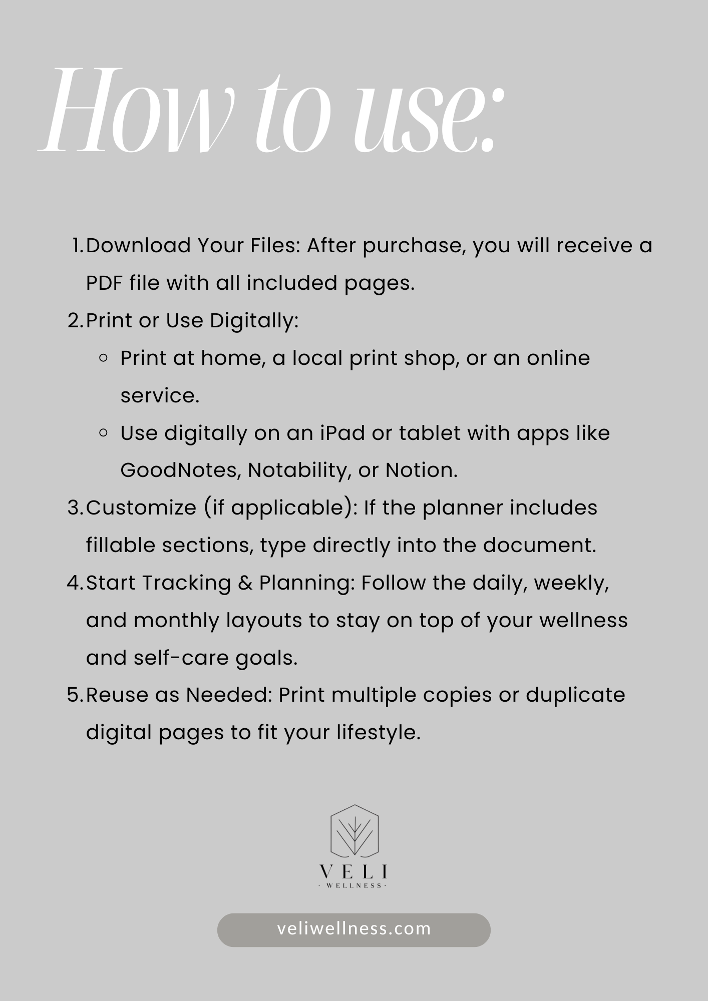Wellness Planner – Self-Care, Focus & Productivity Tool (PDF Download)